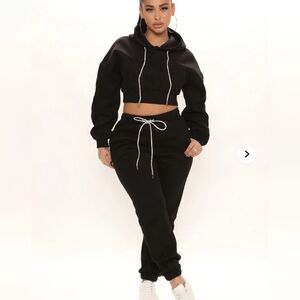 Fashion Nova Black Track Pants & Joggers with Elastic Waistbands